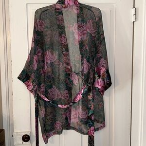 Vintage VICTORIA’S SECRET Gold Tag Robe Kimono Pink Romantic Fairy Sheer Mini